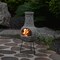 Vintiquewise Outdoor Clay Chiminea Fireplace Sun Design Wood Burning Fire Pit with Sturdy Metal Stand, Stone Gray QI004631.G - alternate 2